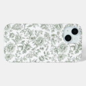 セージグリーンフローラルヴィンテージトワール柄  Case-Mate iPhoneケース (裏面 (横))