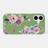 セージグリーンフローラル iPhone 16ケース (裏面横)