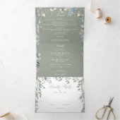 セージグリーンフローラワイルドフラワーフォト結婚ズ 三つ折り招待状 (内部)