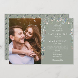 セージグリーンフローラワイルドフラワーフォト結婚ズ 招待状