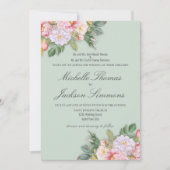 セージグリーンフローラヴィンテージロマン結婚チーズ 招待状 (正面)