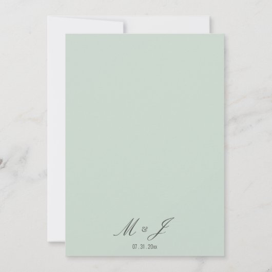 セージグリーンフローラヴィンテージロマン結婚チーズ 招待状 (裏面)