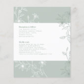 セージグリーンフローラ予算紙結婚式招待状 (裏面)