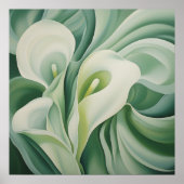 セージグリーンフローラ半抽象芸術 ポスター (正面)