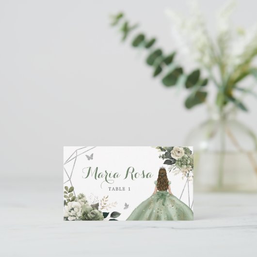 セージグリーンフローラ幾何学プリンセスクインセアニラ プレイスカード (スタンド正面)