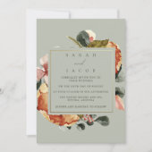 セージグリーンフローラ庭園の結婚式 招待状 (正面)
