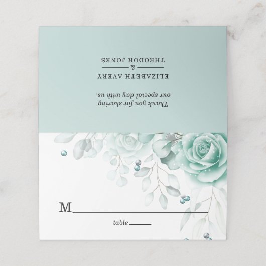 セージグリーンフローラ結婚ズラグジュアリー プレイスカード (外部開封)