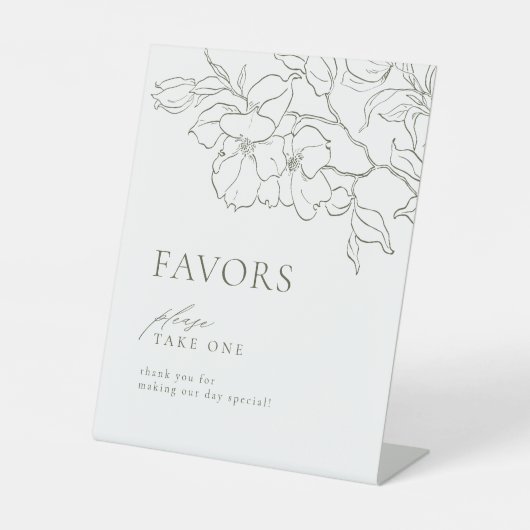 セージグリーンフローラ結婚式の引き出物お願い1つ 台座サイン (正面)