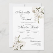 セージグリーンフローラ結婚式招待状スペインのイン 招待状 (正面)