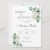 セージグリーンフローラ結婚式招待状スペインのイン 招待状 (正面)