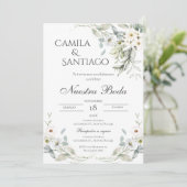 セージグリーンフローラ結婚式招待状スペインのイン 招待状 (スタンド正面)