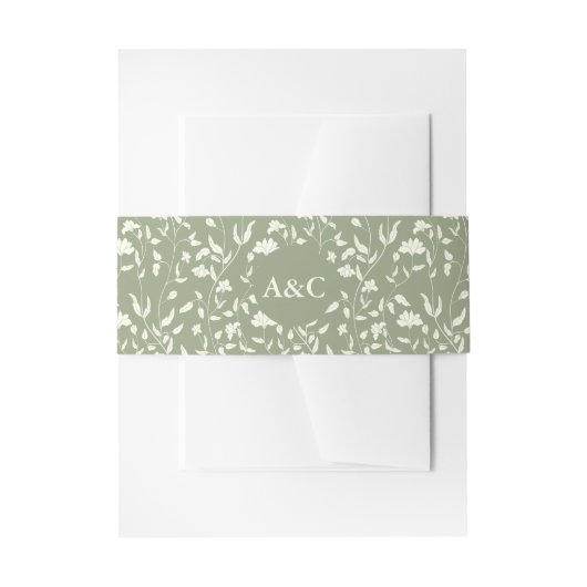 セージグリーンフローラ結婚式招待状ベリーバンド 招待状ベリーバンド (正面例)