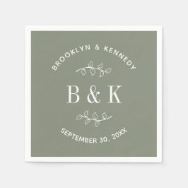 セージグリーンフローラ結婚植物学名 スタンダードカクテルナプキン