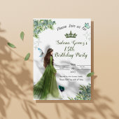 セージグリーンフローラ蝶の誕生日の招待状 箔招待状