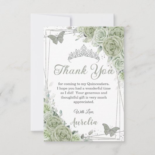 セージグリーンフローラ蝶キンセアニラスウィート16 サンキューカード (正面)