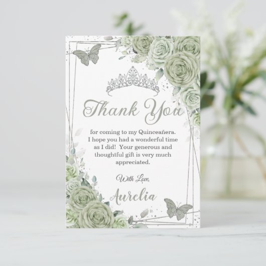 セージグリーンフローラ蝶キンセアニラスウィート16 サンキューカード (スタンド正面)