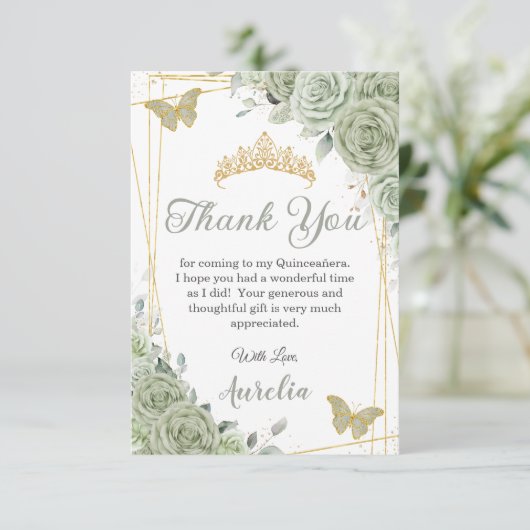 セージグリーンフローラ蝶キンセアニラスウィート16 サンキューカード (スタンド正面)