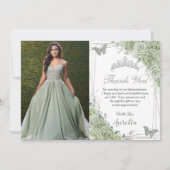 セージグリーンフローラ蝶キンセニェラ写真 サンキューカード (正面)