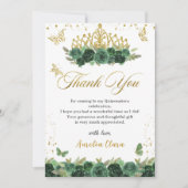 セージグリーンフローラ蝶キンセニェラ誕生日 サンキューカード (正面)