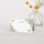 セージグリーンフローラ蝶キンセニェラ誕生日 プレイスカード (正面)