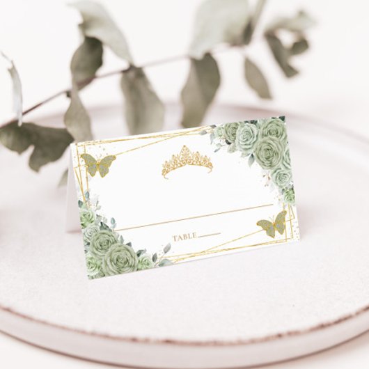 セージグリーンフローラ蝶キンセニェラ誕生日 プレイスカード