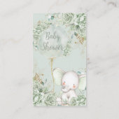 セージグリーンフローラ象ニュートラルブックスベビー エンクロージャーカード (裏面)
