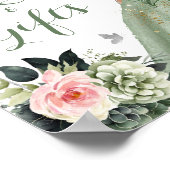 セージグリーンフローラ赤面ピンクガールXVカードギフト ポスター (角)