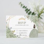 セージグリーンフローラ金ゴールドキンセアニラプリンセスガウン 出欠カード (スタンド正面)