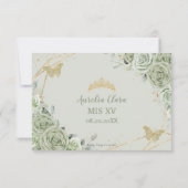 セージグリーンフローラ金ゴールドキンセアニラプリンセスガウン 出欠カード (裏面)