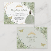セージグリーンフローラ金ゴールドキンセアニラ披露宴 エンクロージャーカード (正面/裏面)