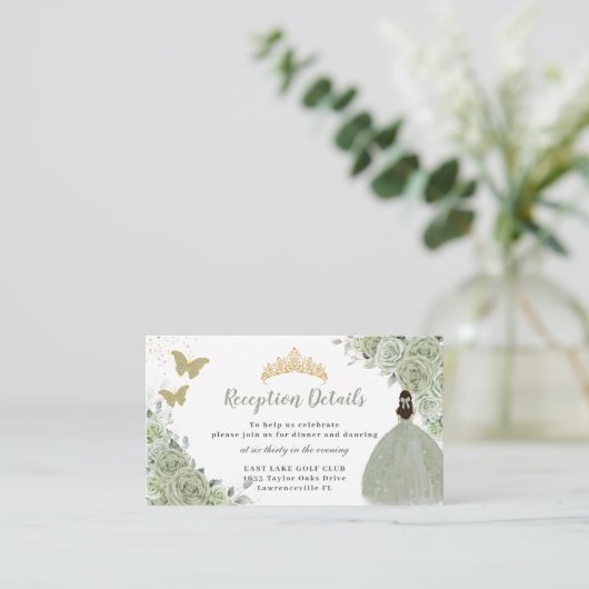 セージグリーンフローラ金ゴールドキンセアニラ披露宴 エンクロージャーカード (スタンド正面)