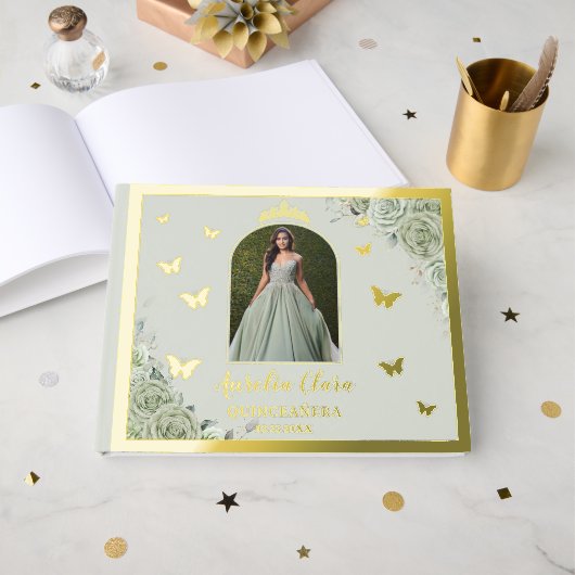 セージグリーンフローラ金ゴールドキンセアニラ15カインスフォト ゲストブック (正面見開き)