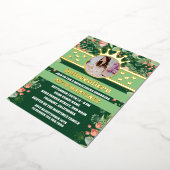 セージグリーンフローラ金ゴールドバタフライキンセアニェラ写真 箔招待状 (回転した状態)