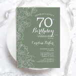 セージグリーンフローラ70thバースデーパーティー 招待状<br><div class="desc">Sage Greenフローラ70th Birthday Party Invitation.ボタニカルモダンアウトラインスケッチのアクセントとタイポグラフィスクリプトフォントを特徴とするミニマルデザイン。トレンディーシンプル招待状カードは女性の日スタイリッシュお祝いに最適。任意のカスタマイズ年齢にすることができる。印刷されたZazzle招待状または即時ダウンロードのデジタル印刷可能なテンプレート。</div>