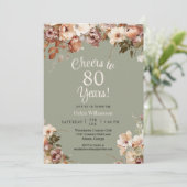 セージグリーンフローラ80誕生日応援~80年 招待状 (スタンド正面)