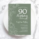セージグリーンフローラ90thバースデーパーティー 招待状<br><div class="desc">Sage Greenフローラ90th Birthday Party Invitation.ボタニカルモダンアウトラインスケッチのアクセントとタイポグラフィスクリプトフォントを特徴とするミニマルデザイン。トレンディーシンプル招待状カードは女性の日スタイリッシュお祝いに最適。任意のカスタマイズ年齢にすることができる。印刷されたZazzle招待状または即時ダウンロードのデジタル印刷可能なテンプレート。</div>