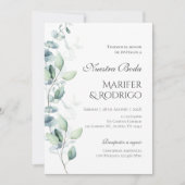 セージグリーンフローレス結婚式招待状 招待状 (正面)