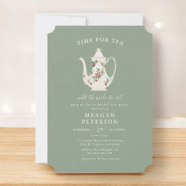 セージグリーンブライダルシャワーティーパーティの招待状 招待状