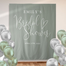 セージグリーンブライダルシャワーフォトバックグラウンド タペストリー