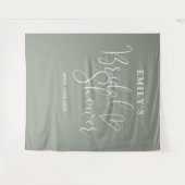 セージグリーンブライダルシャワーフォトバックグラウンド タペストリー (正面(横))