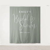 セージグリーンブライダルシャワーフォトバックグラウンド タペストリー (正面)