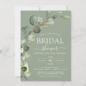 セージグリーンブライダルシャワーボタニカルユーカリプトゥスボホ 招待状 (正面)