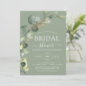 セージグリーンブライダルシャワーボタニカルユーカリプトゥスボホ 招待状 (スタンド正面)