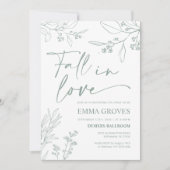 セージグリーンブライダルシャワー秋インラブ招待状 招待状 (正面)