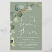 セージグリーンブライダルシャワー素朴招待状 (正面)