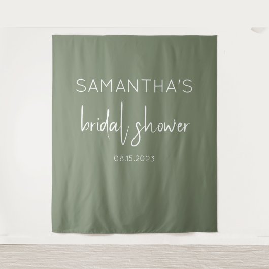 セージグリーンブライダルシャワー背景 タペストリー (正面)