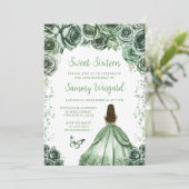 セージグリーンブラウンヘアプリンセスSweet sixteen 招待状 (スタンド正面)
