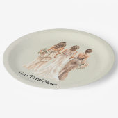 セージグリーンブリデスメイドブライダルシャワー ペーパープレート (アングル)