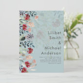 セージグリーンブルガンディブルー結婚フローラ 招待状 (スタンド正面)