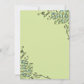 セージグリーンブルーバラシンプルフローラブライダルシャワー 招待状 (裏面)